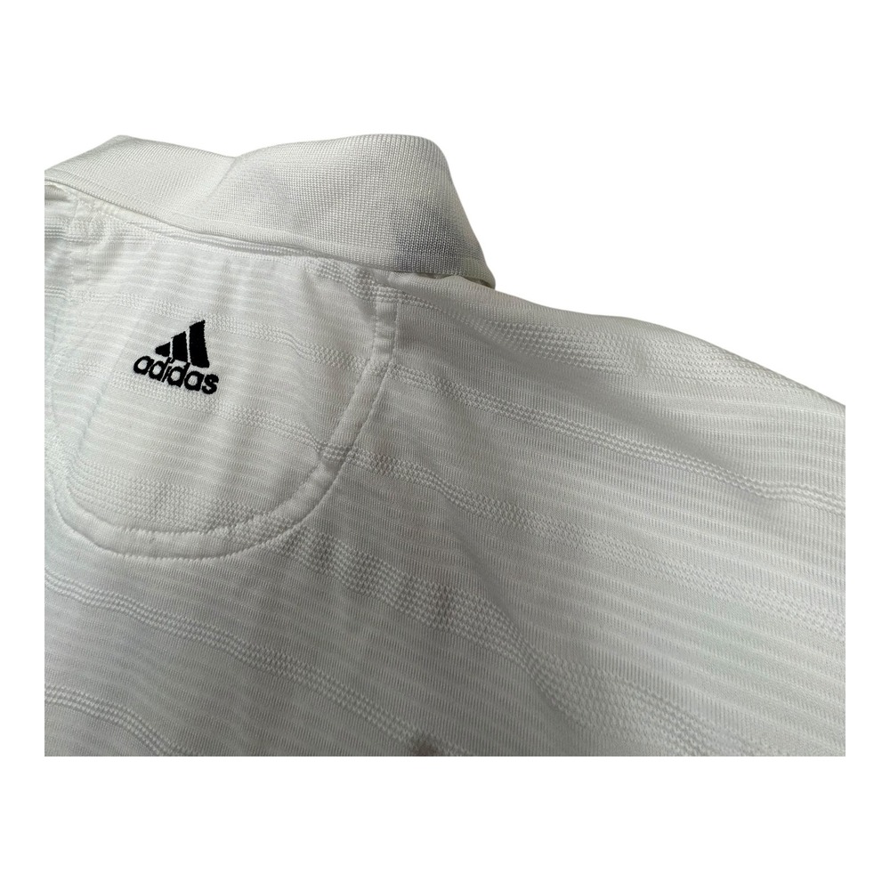 Adidas Golf Polo Shirt White Stripe Mens Short Sleeve Performance Shirt XL - Picture 8 of 9